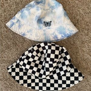 Two Bucket Hat - Blue Tie-Dye and Black Checkered